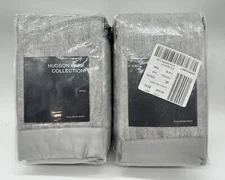 Lot of 2 NEW Hudson Park Ripple Texture King Quilted Pillowshams Pale Silver