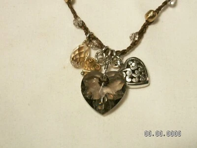 Brighton Argent Ton, Ton Doré, Cristaux Coeurs Breloque / Pendentif Collier - Photo 1/4