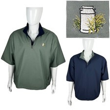 Zero Restriction Mens Large Reversible Green 1/4 Zip Wind Shirt Golf Logo EUC