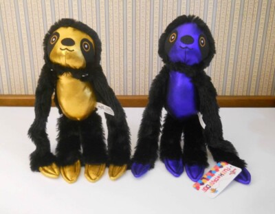 Toy Factory plush Paradise 2 Sloths black & Gold & Black & Blue hanging ...