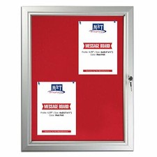 Enclosed Felt Bulletin Board for Outdoor Use with Locking Door Red 4 x 8.5x11