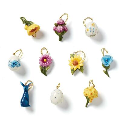 LENOX ~ FLORAL EASTER ~ 10 pc Ornaments Set Bunny Egg Flowers  NEW (No Tree)