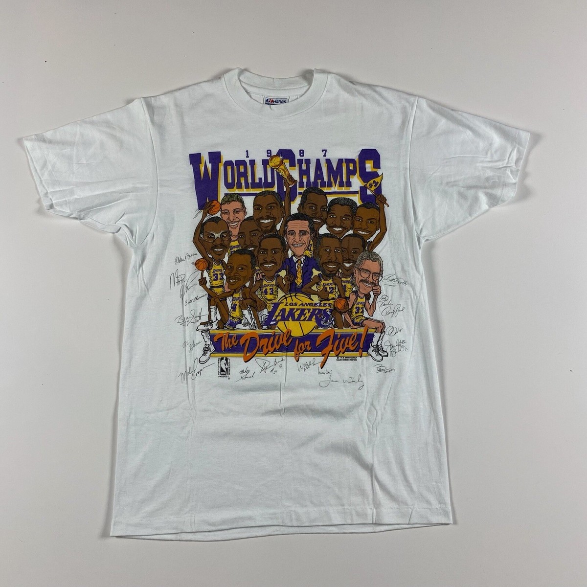 Vintage LA Lakers 1987 World Champs Caricature 80