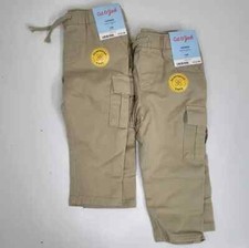 New Cat  Jack Boys Drawstring Stretch Tapered Pants 12M - Khaki- Set of 2