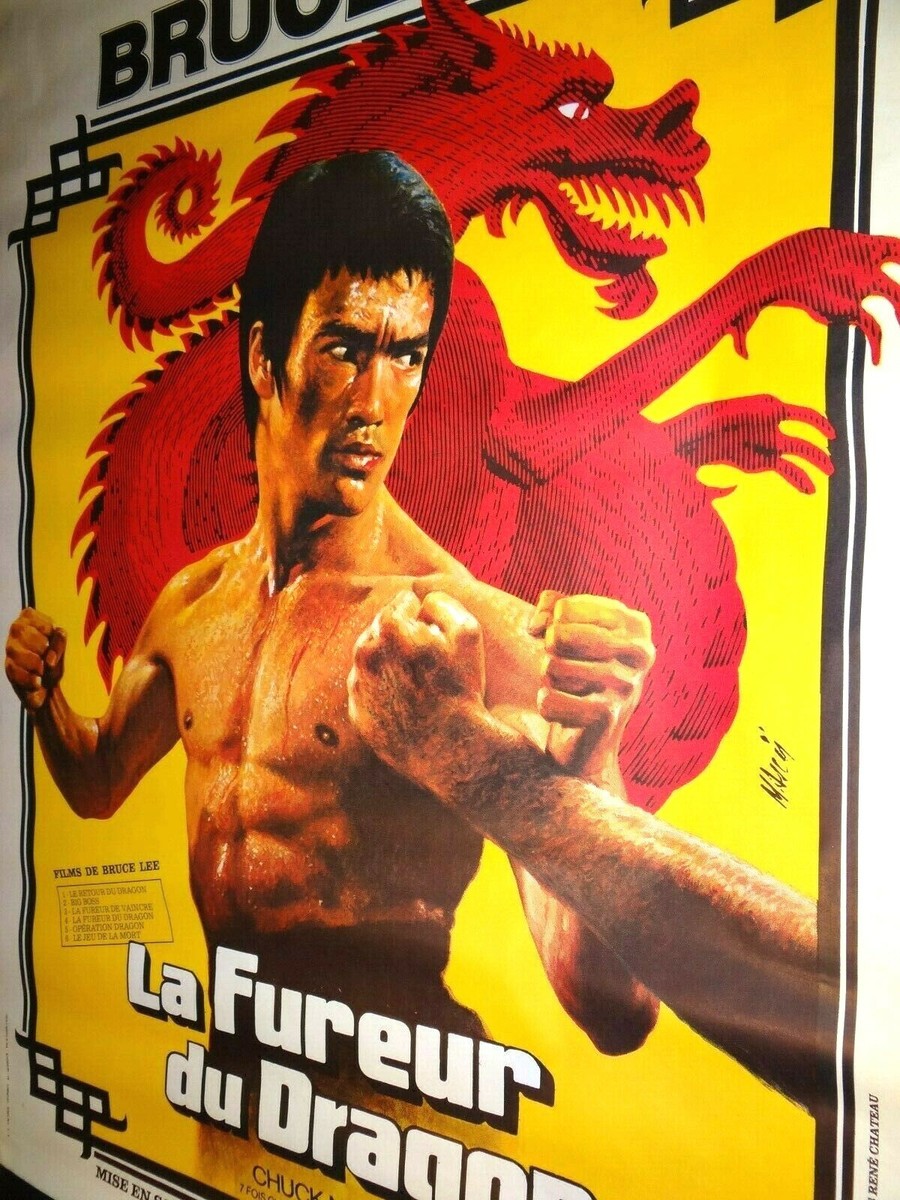 AFFICHE / POSTER du film "La fureur du Dragon" avec Bruce Lee - 29,7 x