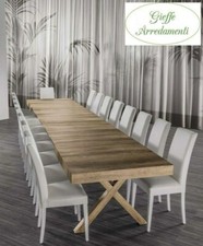 TAVOLO IN LEGNO ALLUNGABILE FINO A 5 METRI ROVERE NODATO/BIANCO PORO APERTO 695