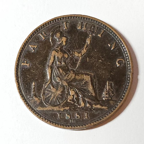 1881 H Great Britain UK farthing - Victoria - KM# 753- SHIP LOW COST - UK-111
