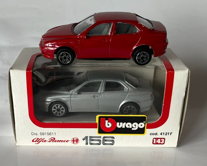 Alfa Romeo 156 Silver in Box & Red 156 Repainted  1/43 Bburago Car 2 Models