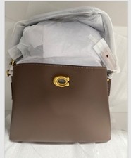     Coach Willow C2590 Brass/Dark Stone Multi Leather Shoulder Bag In Colorblock