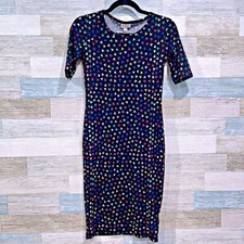 LULAROE Mickey Mouse Julia Dress Black Stretch Jersey Knit Casual Womens XXS