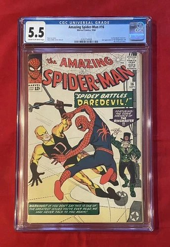 The Amazing Spider-Man #16 Marvel Comics 1964 Stan Lee, Ditko CGC 5.5 Daredevil
