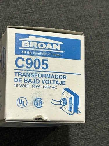 NEW Broan C905 Transformer - Low Voltage, 16V, 10VA, 120VAC, Door Chime 16V
