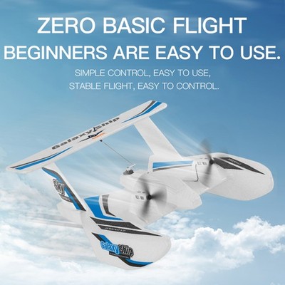 RC Plane For Water Land & Air Aircraft 3Ch Remote With 2 Batteries 2.4Ghz Blue