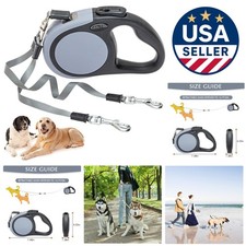 Dual Retractable Dog Leash for 2 Dogs Up to 110 lbs - 16ft Tangle-Free Design