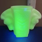 VTG Macbeth Evans Uranium Double Horse Head Milk Glass Shave Cup ArtDeco CHIPPED