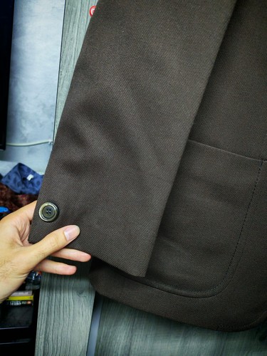 1970s vintage handtailored bespoke brown all worsted rockabilly disco blazer 42S - Picture 4 of 9