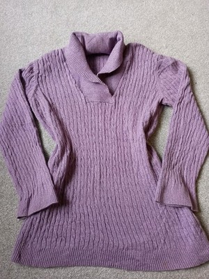 Croft And Barrow Pullover Lavendel Lila Zopfmuster Größe S/M - 100% Baumwolle