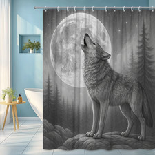 Wolf Howling at Full Moon Shower Curtain - Nature Inspired Decor