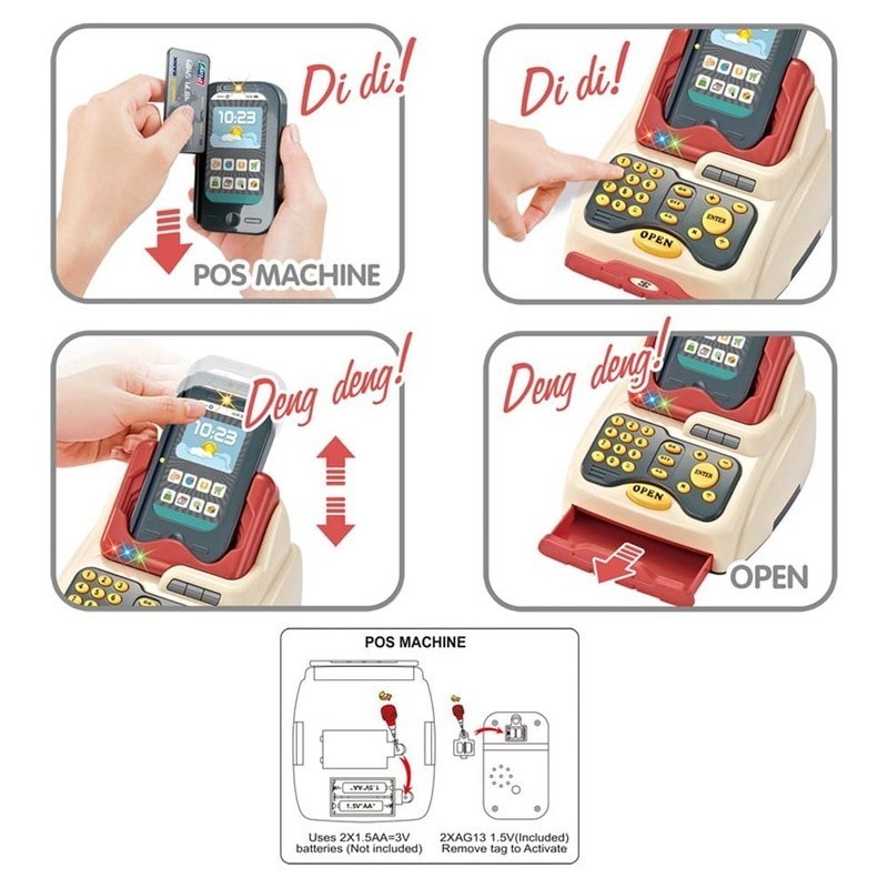 как выглядит Supermarket Play Set W/ Shopping Cart Grocery Cash Register Toy Kids 3-7 Plastic фото