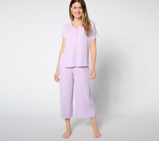 Muk Luks Women's Sleepwear Sz L Rayon Jacquard Pajama Set with Purple A645285