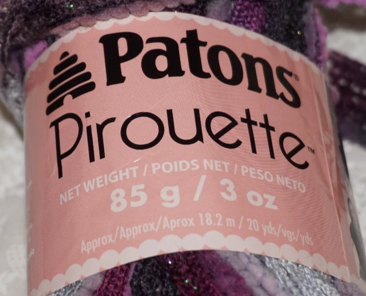 3 madejas, patones, "pirueta", orquídea brillante, hilo acrílico/nylon/metálico Foto 2 de 3