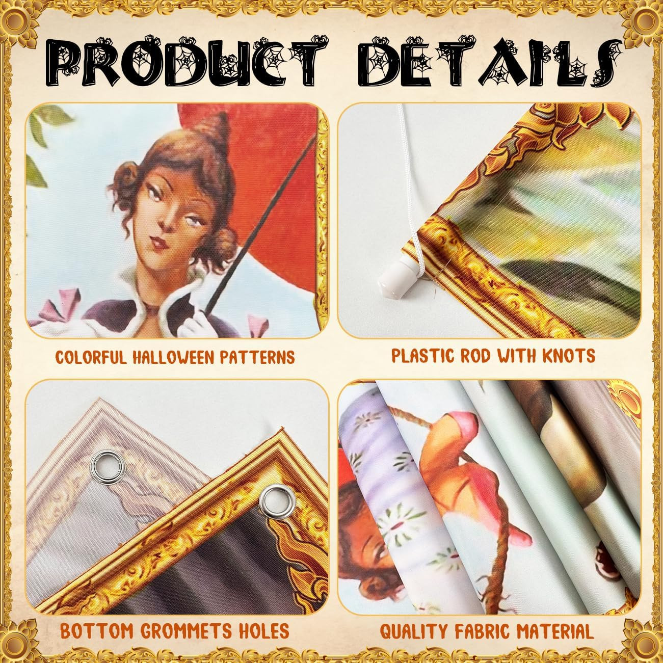 4Pcs Haunted Mansion Stretching Portraits Outdoor Halloween Decoration, Haunted