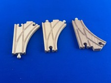 CURVED SWITCH TRACKS 33346 3pcs / Brio Wooden Railway Wooden Tracks 1998 EUC