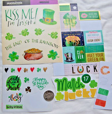 small lot St Patrick's Day stickers lucky shamrock gold foil watercolor Irish