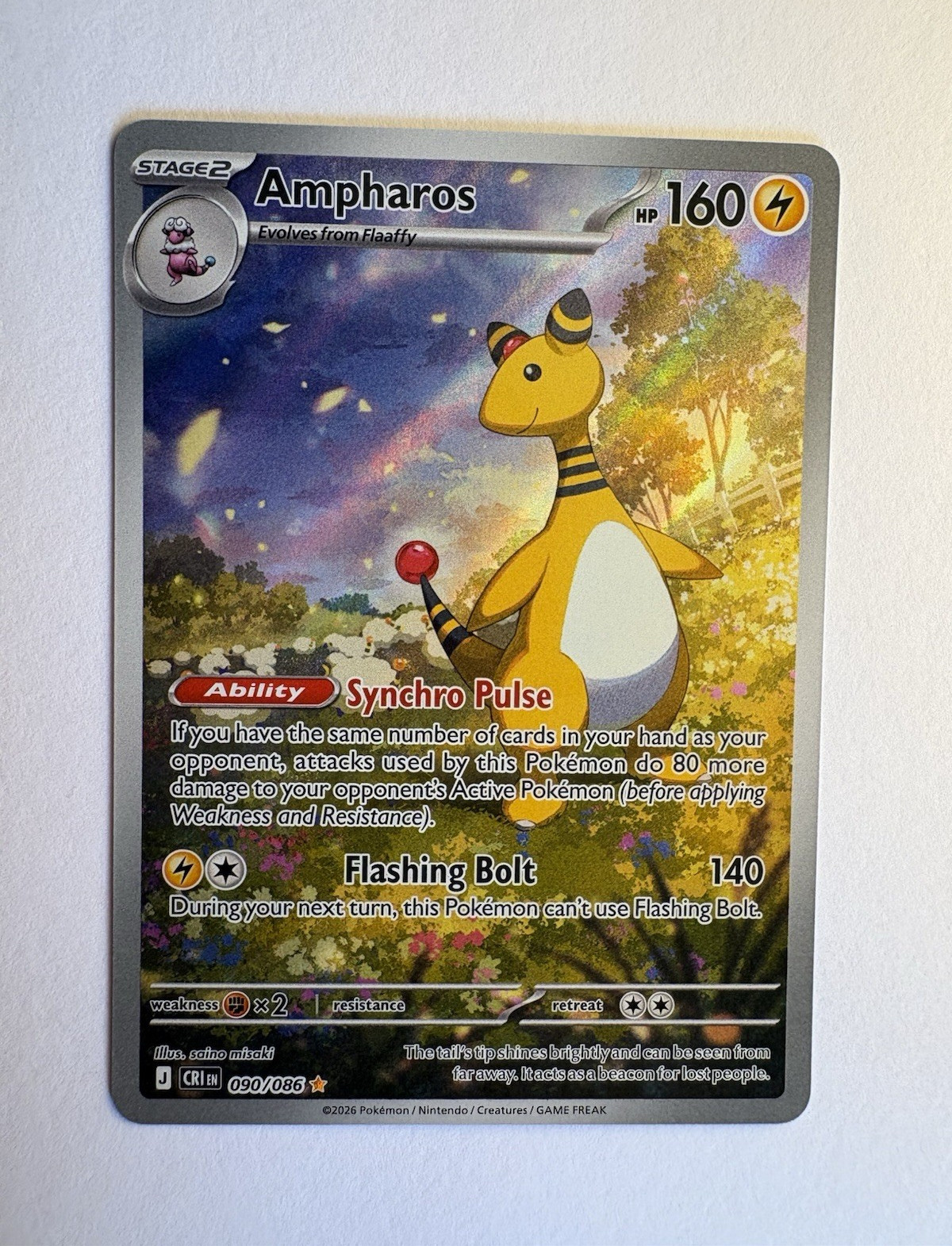 Ampharos 090/086 Chaos Rising Illustration Rare Holo English Pokemon TCG NM
