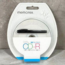 Memorex CD-R 10 Pack 52X 700MB Printable Blank Discs w/ Marker Pen NEW