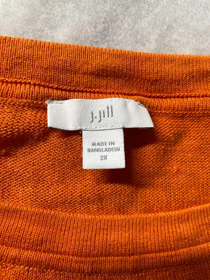 J. Jill Mujer Naranja Terry Francés Manga 3/4 Moderno Cómodo Top De Gran Tamaño Talla 2X Foto 3 de 4