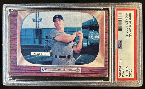 1955 Bowman Mickey Mantle #202 New York Yankees PSA 4 MC