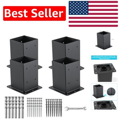 Solid Steel 4x4 Post Base Kit - Complete with Anchors & Screws for Easy Install