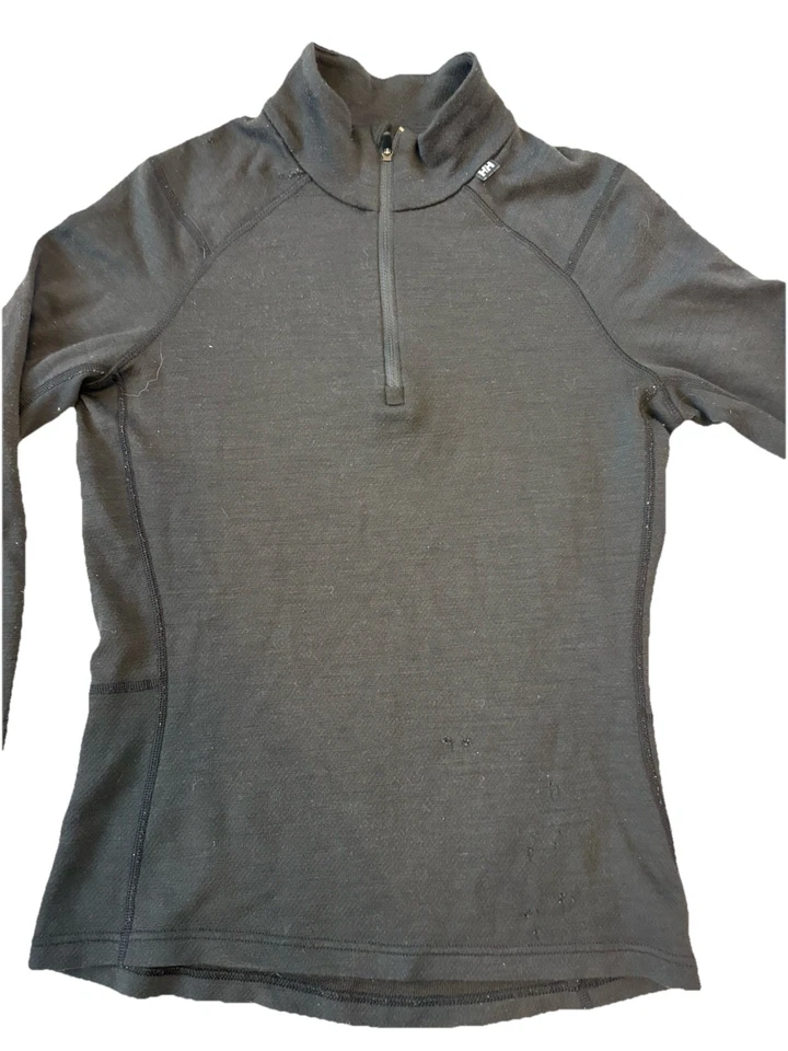 Capa base para mujer talla pequeña S Helly Hansen negra lisa manga larga 1/4 cremallera Foto 2 de 4