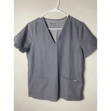 FIGS Technical Collection Scrub Top Women's Heather Grey V-Neck Medical Dental S