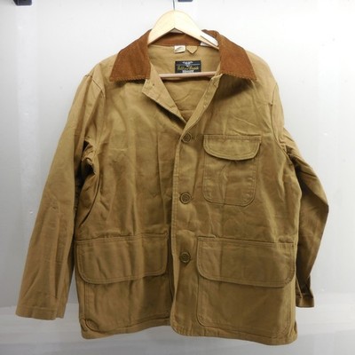 VTG Field & Fireside Upland Hunting Jacket Tan Canvas Corduroy Collar 50s 60s L