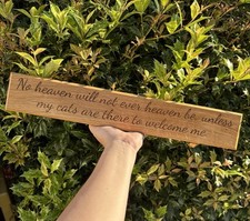 Handcrafted Oak Door Sign Plaque Cat Lover Cats In Heaven Gift Brand New 50x8cm