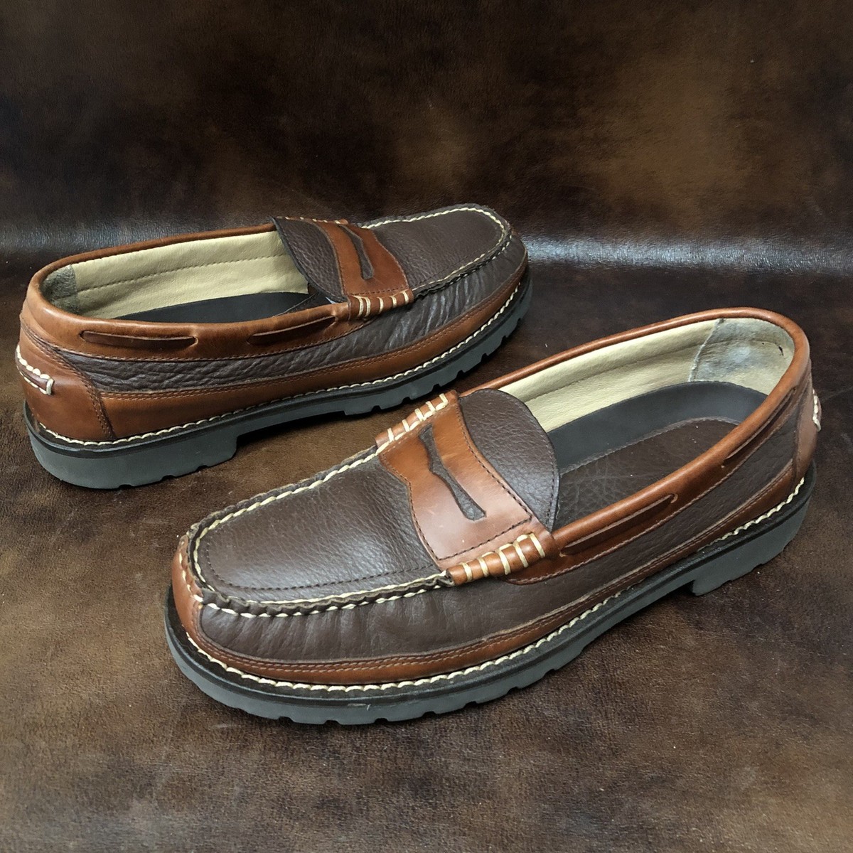 LL BEAN ALLAGASH Hand Sewn Bison Leather Penny Loafer 244478  display picture 1