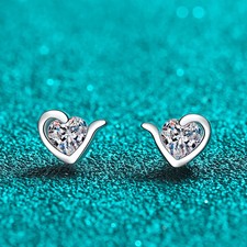 0.6ct Lab-Created Heart Shape Diamond Test Pass Stud Earrings VS1/D/Excellent