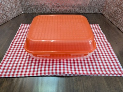12''x 10''x 4.5'' Clear LOCK & LOCK -Clear & Red/Top or Bottom w/interior Grid NEW