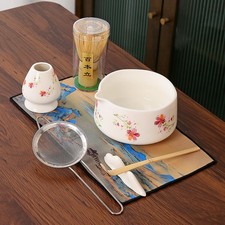 Matcha Set 7-Piece matcha whisk set Kit with Ceramic Bowl, Bamboo Whisk Hol