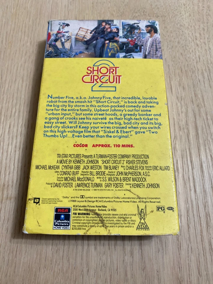 Short Circuit 2 VHS 1988 Robot Cult Classic Movie TriStar Johnny Five Comedy - Image 3 of 4