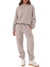 Women's Piece Outfits Sweatsuit Lounge Set Long Sleeve Crewneck Sweatshirt Jo...