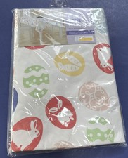 Celebrate Together Easter Tablecloth Oblong 52x70 Bunny Eggs Carrots PEVA New