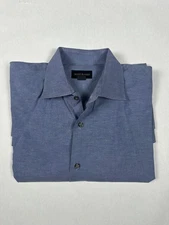 Scott Barber Men’s XL Dress Shirt Blue Speckled Cotton Long Sleeve Workwear