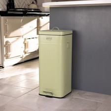 Image of Charles Bentley 30L Square Retro Kitchen Pedal Bin Sage Green