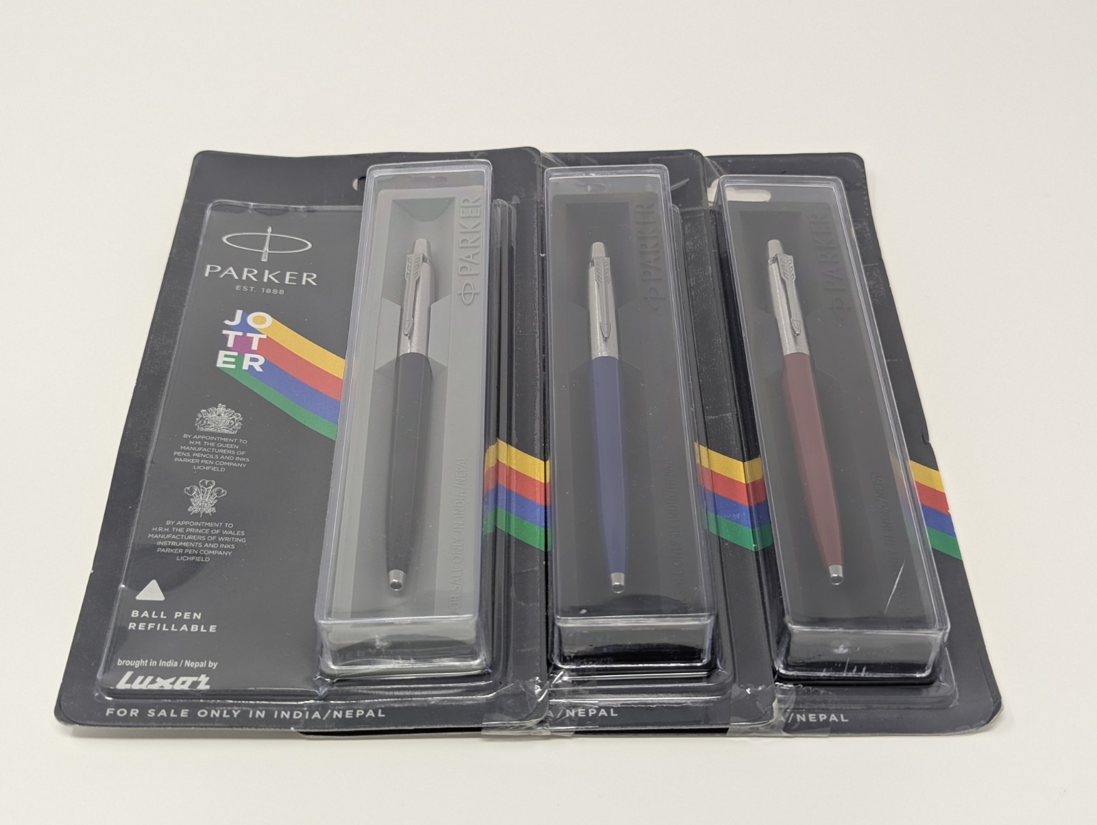 Parker Jotter 3 Colours - 1 Black + 1 Blue + 1 Red Ballpoint Pen