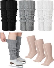 6 Pairs Skating Leg Warmer Sets for Women Girls Knit Long Leg Warmers Socks C...