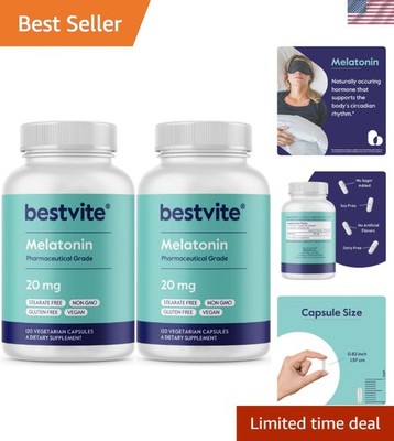 20mg  Melatonin - 240 Capsules for Restful Sleep - Non-GMO, Gluten-Free