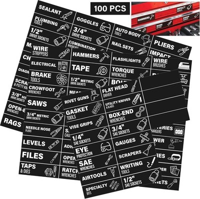 105 PCS Magnetic Toolbox Labels - 3'' X 1'' Magnetic Labels for Tool Organization
